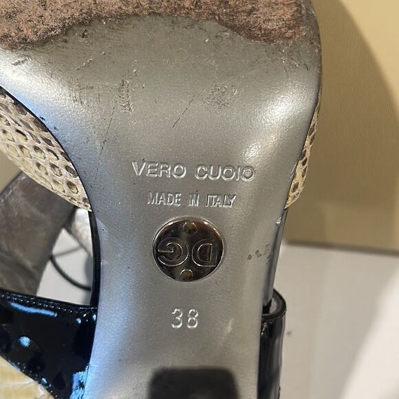 Dolce & Gabbana Snakeskin and Patent Leather Open Toe Heels - Picture 10 of 10